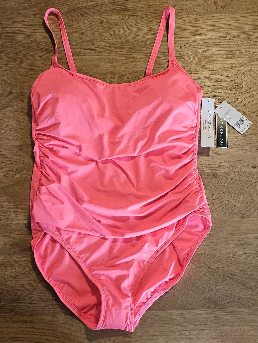 NWT La Blanca Neon Pink Tummy Control One-Piece Swimsuit